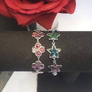 Abalone Silver Star & Clover Leaf Charm Bracelet 2 Bracelets